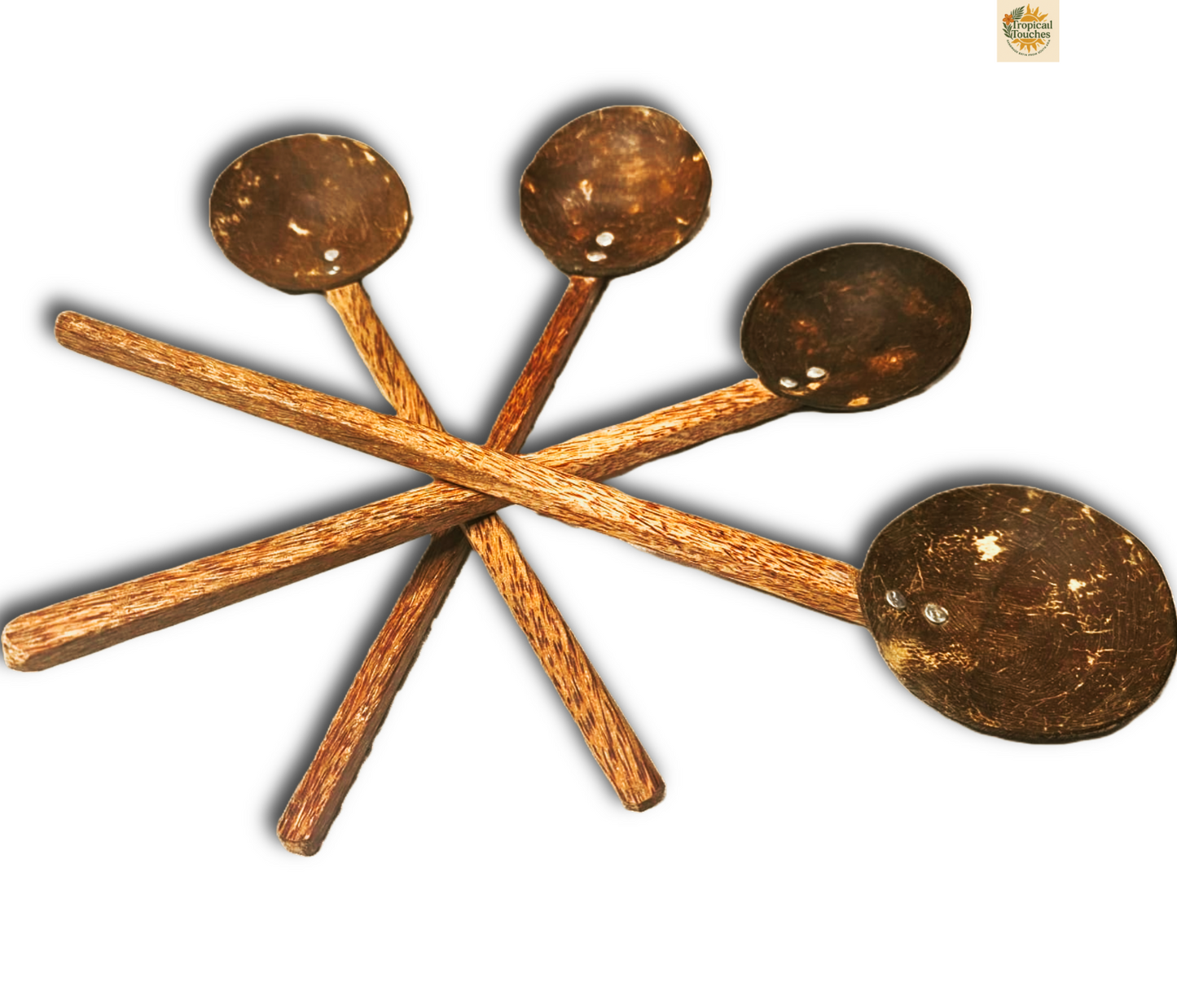 Handmade Coconut Shell Serving Spoons | Eco-Friendly, Teak-Handled