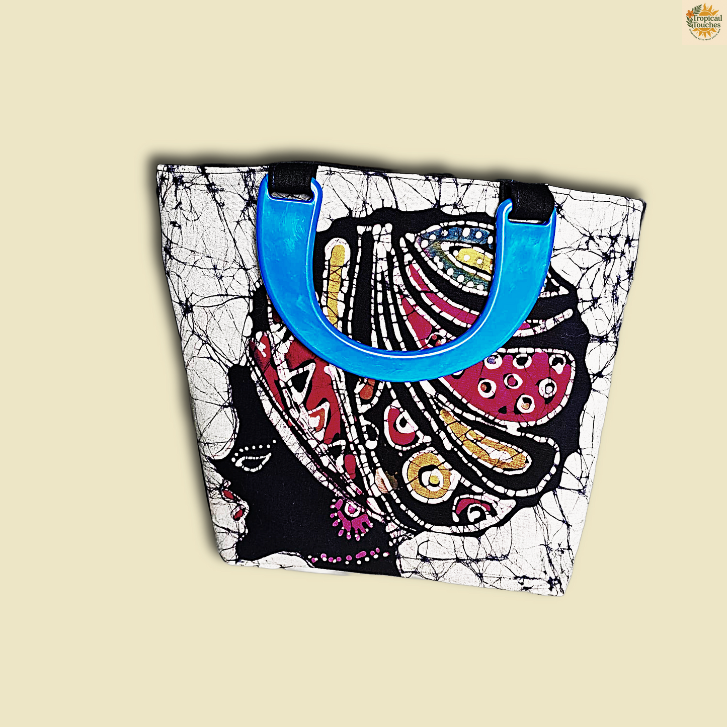 Handmade Sri Lankan Batik Tote Bag – Print, Boho Cotton Top Handle Bag